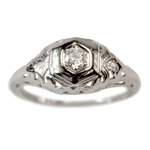1950s diamond ring, 18k white gold - 670