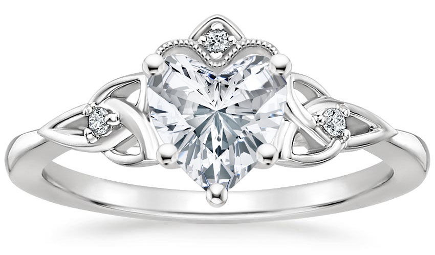 10K White Gold Filigree Diamond Heart Ring - A&V Pawn