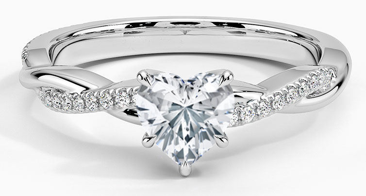 Diamond Solitaire Ring 1/2 carat Heart-shaped 14K White Gold (I/I2) | Kay