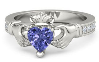 Gemvara Heart Tanzanite Claddagh Platinum Diamond 2022