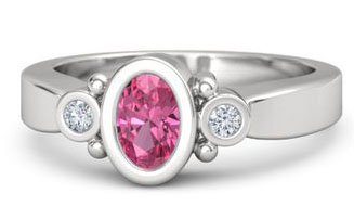 Pink Tourmaline Sterling Silver Engagement Ring