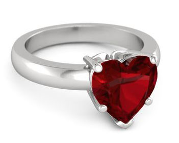Shine Jewel Designer Heart Shape Garnet Gemstone 92.5 Sterling Silver Wedding Ring 