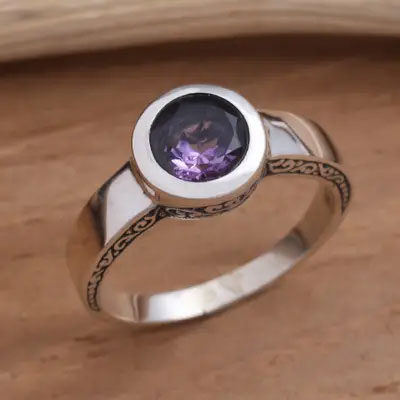silver amethyst engagement ring