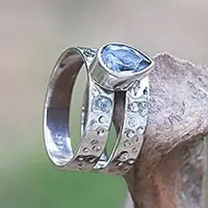 silver topaz wedding ring