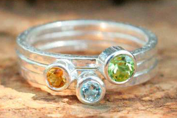 silver stacking rainbow rings