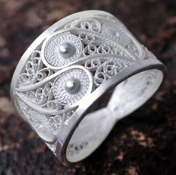 silver filigree wedding band